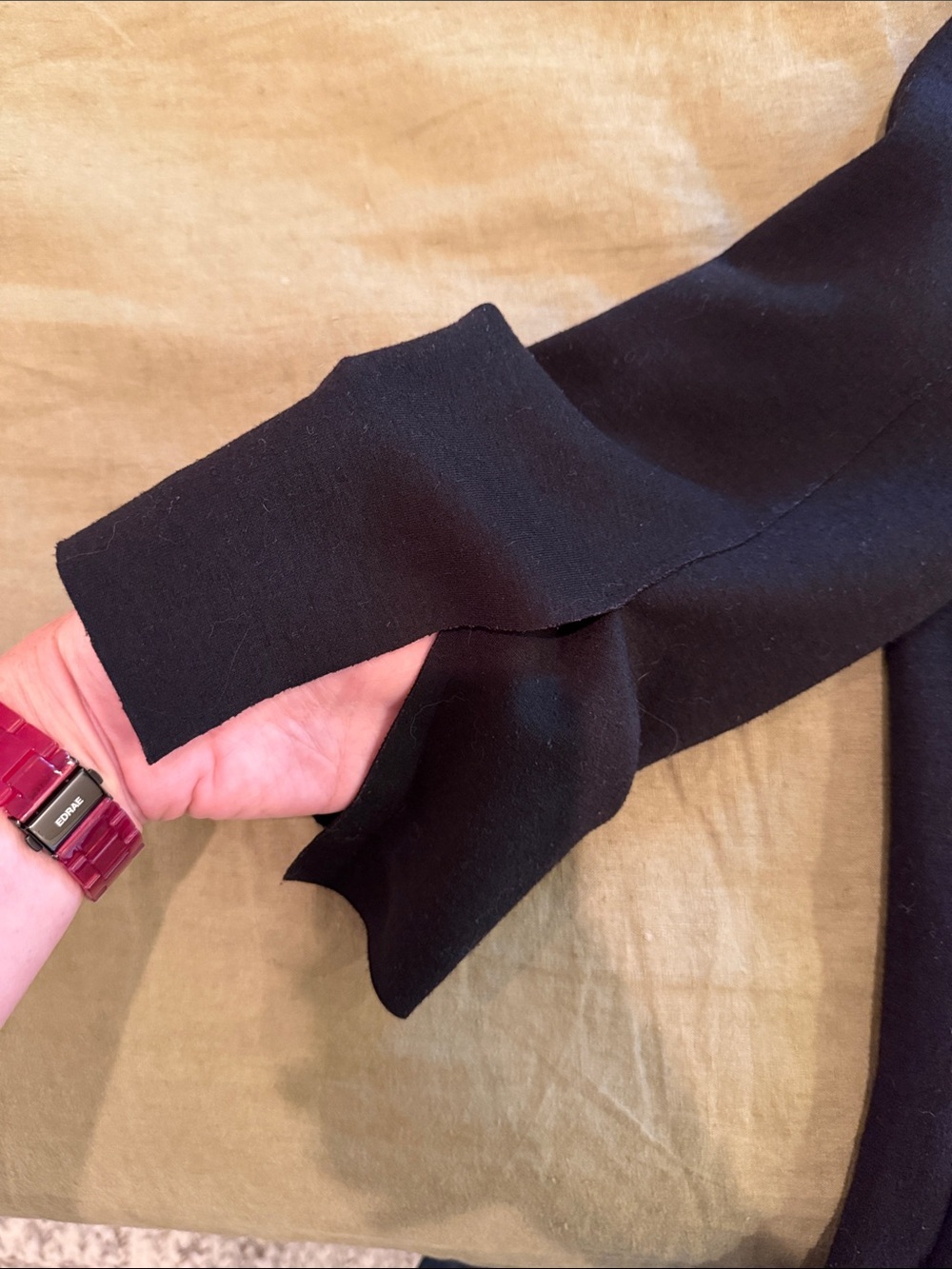 Ami Black Ribbed-Neck Black Crew Sweater Dress with White Accent at the Hem - Picture 7 of 10